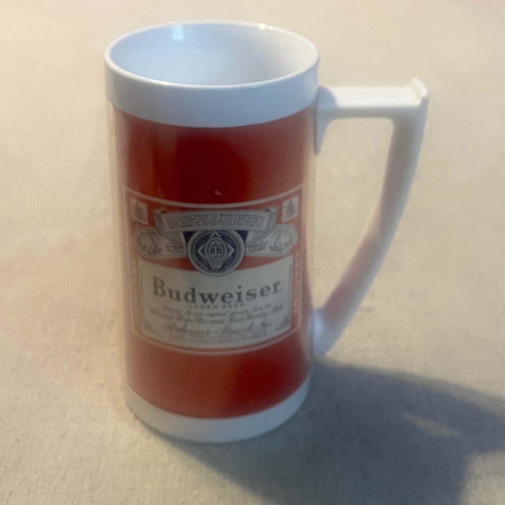 Vintage Budweiser Beer Mug Thermo-Serv Insulated Plastic Stein West Bend USA